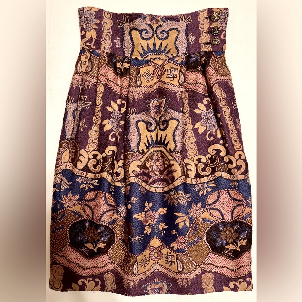 Jacqueline Leeds Lacroix Brocade Pleated Bell Skirt Sz S